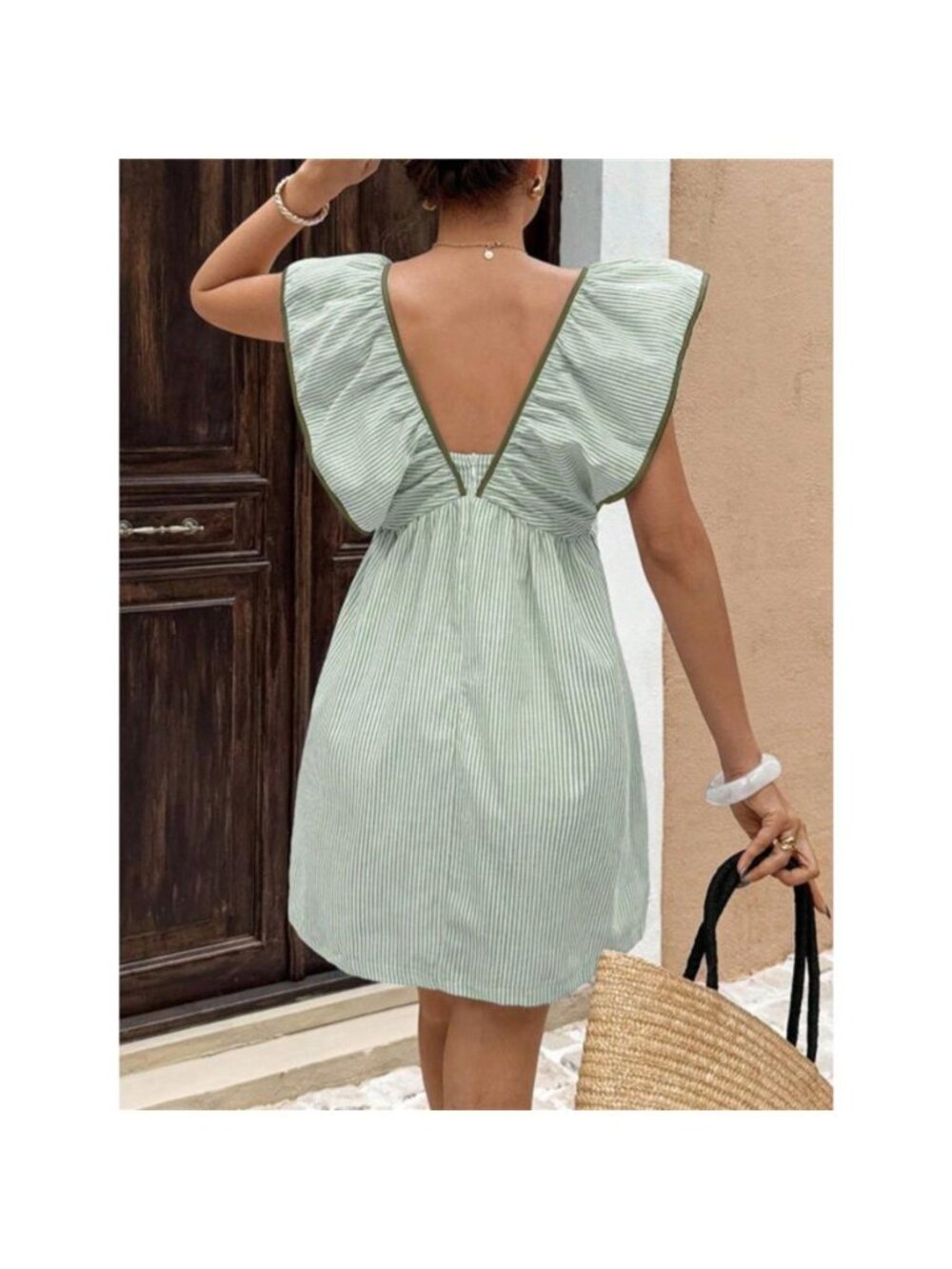 Striped Ruffle Sleeve Mini Dress - Picture 13 of 13